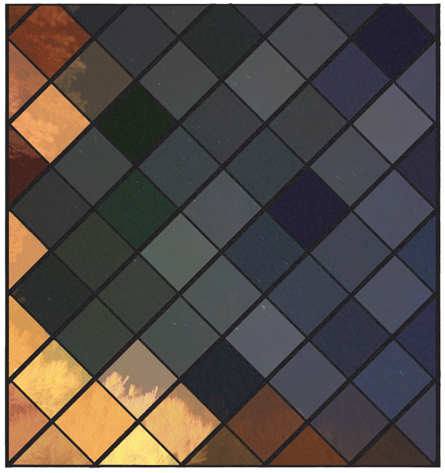 Stained glass, night sky sticker